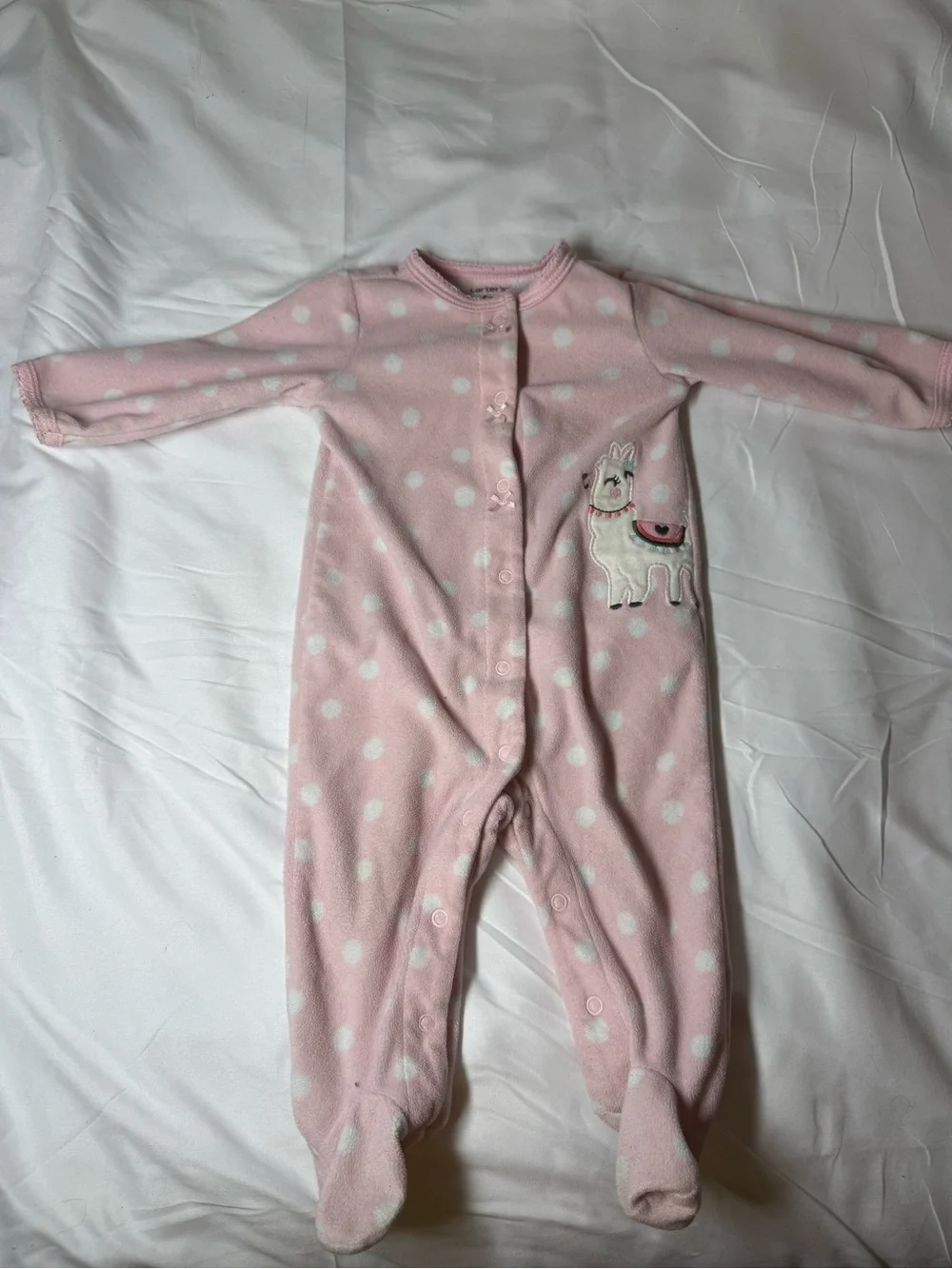 Carter's Pink Polka Dot Llama Footed One-Piece